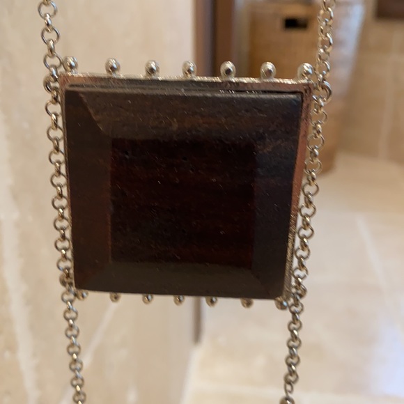 Silver and brown tribal/boho style necklace - Picture 3 of 5